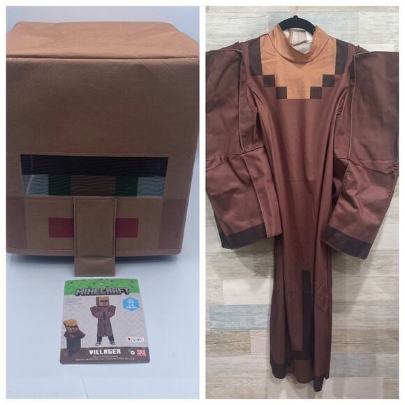 Minecraft Villager Costume Mask Set Youth Kids Large 10-12 - Picture 1 of 6